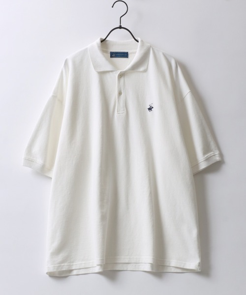 「BEVERLY HILLS POLO CLUB」 半袖ポロシャツ L オフホワイト メンズ_画像5