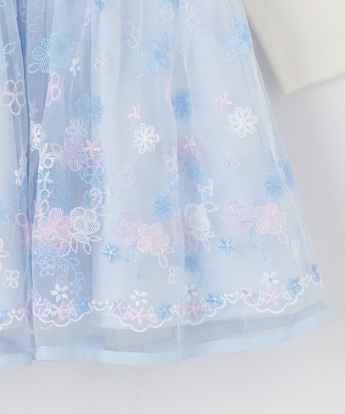 mezzo piano ドレス 発表会 卒園式 入学式 お花刺しゅうドレス＆ニット