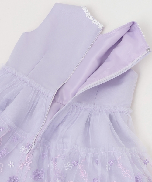 【美品】mezzo piano フォーマルドレス 入学式 mezzo piano ドレス 発表会 卒園式 入学式 お花刺しゅうドレス＆ニット