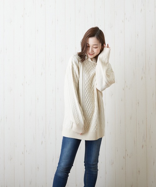 ケーブル編み タートルネック ニットセーター ARCADE（アーケード） セーター ニット ケーブル編みニットセーター