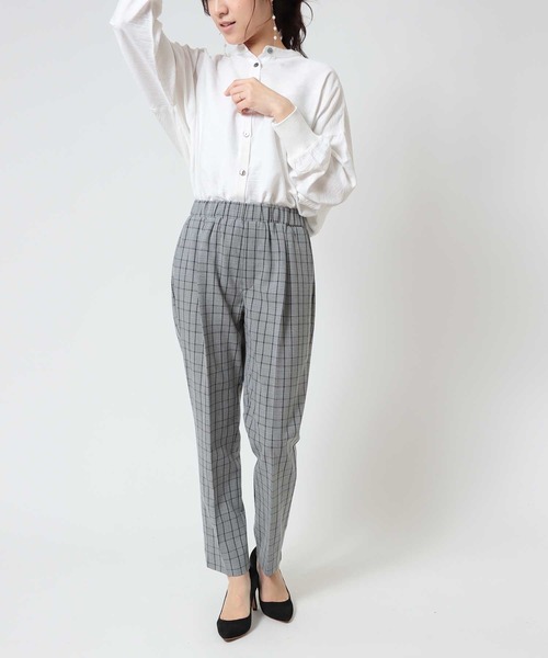 確認用です Jines パンツ チェック柄タックテーパードパンツ レディース