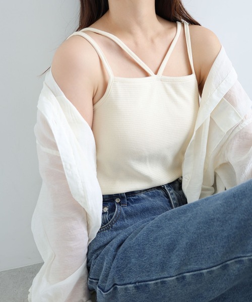 andme キャミソール 「7色展開」カップ付きホルターネック風
