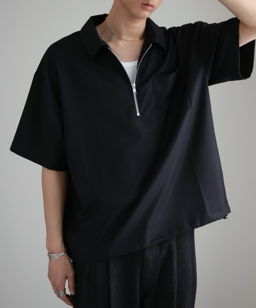 CREARE -LINO- シャツ オーバーサイズ ハーフZIP ルーズ シャツ