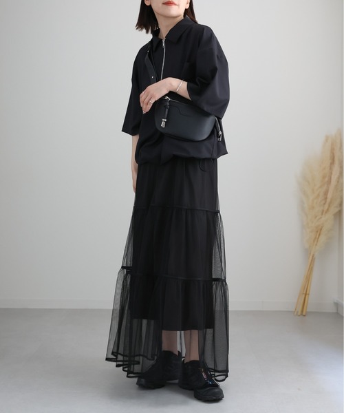 CREARE -LINO- シャツ オーバーサイズ ハーフZIP ルーズ シャツ