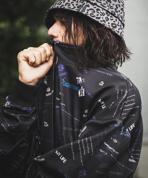 ROHNISCH ネイビー ジップアップジャケット NOISESCAPE ジャージ mj9535-whole pattern stand zip jersey