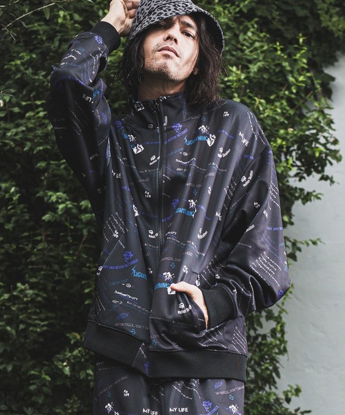 NOISESCAPE ジャージ mj9535-whole pattern stand zip jersey