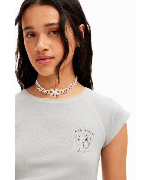 Desigual tシャツ 煌めき ハート Tシャツ レディース : ZOZOTOWN
