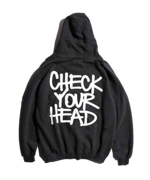 THRIFTY LOOK パーカー LOOK/スリフティールック WORN-OUT BAND HOODIE 