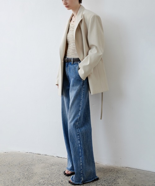 パンツ tageechita HEM EDGE WIDE STRAIGHT JEANS tageechita ヘムエッジワイドストレートジーンズ Lサイズ(Mも有