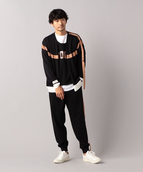 β MEN（ベータ・メン） カーディガン 「黒とコッパ―」Vネックニット