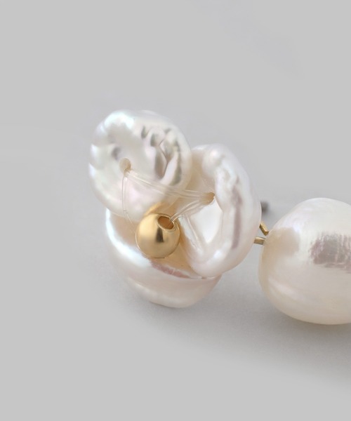 K18 パールフラワーピアス ロングタイプ ANEMONE ピアス パールフラワーロングピアス「Hanayome