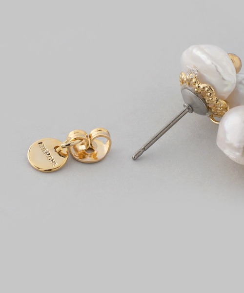 K18 パールフラワーピアス ロングタイプ ANEMONE ピアス パールフラワーロングピアス「Hanayome