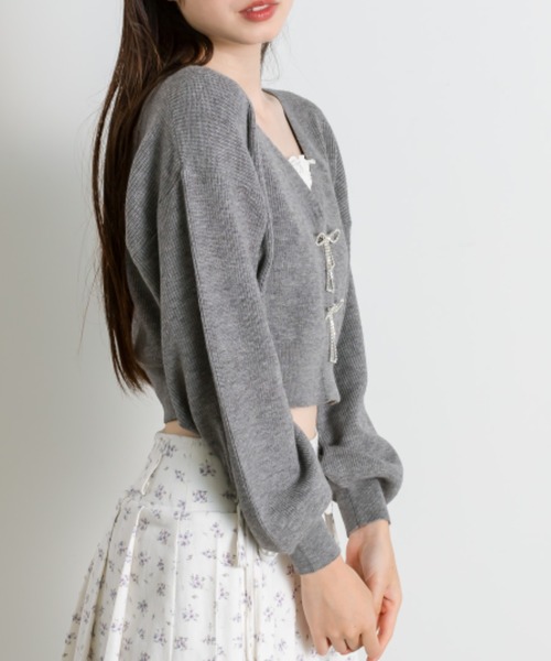 リボンビジューカーディガン OLIVE des カーディガン リボンビジューカーディガン レディース