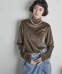 tシャツ ハイネックフィンガーホールカフベロア...の詳細画像1