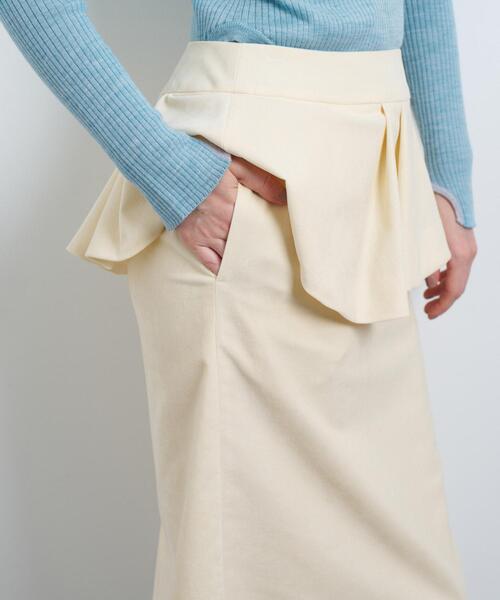 LANVIN en Bleu スカート ベルベットペプラムミディスカート