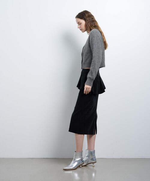 LANVIN en Bleu スカート ベルベットペプラムミディスカート