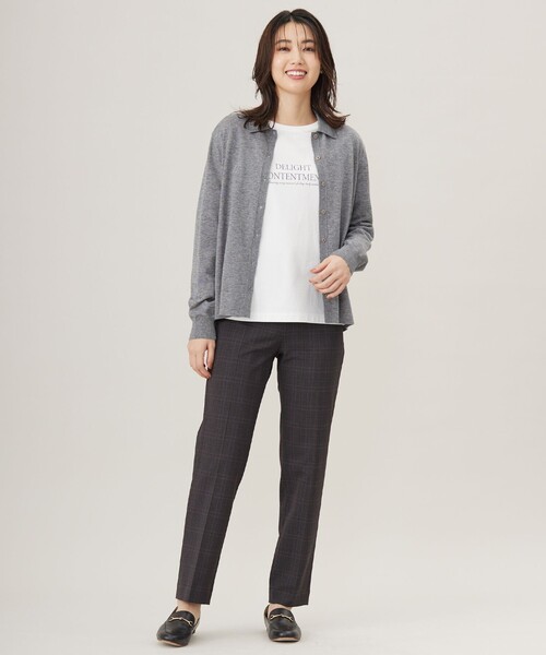 カーディガン 「洗える」WORSTED WOOL BLEND ポロ襟付き カーディガン レディース カーディガン 「洗える」WORSTED WOOL BLEND ポロ襟付き