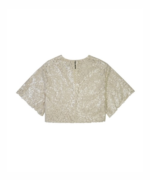 MSGM トップス スパンコールジャガード レーストップス レディース 