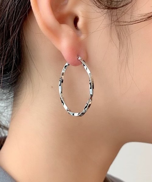 フープピアス 両耳用 ciite' フープ ピアス 「選べる8タイプ」 ねじれフープピアス (両耳用