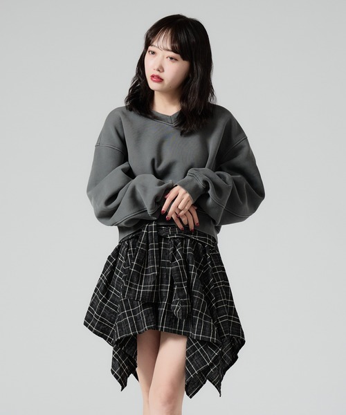 Chick トレーナー スウェット Vintage Like Short V-neck Sweat