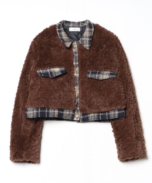 チェック柄 ファージャケット Y2K gossip!ロサンゼルス ジャケット テーラードジャケット Y2K チェック柄