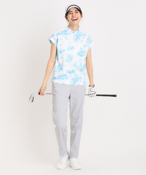 DESCENTE GOLF フラワープリントUVモックネック半袖カットソー 商品の