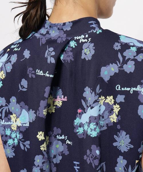 adabat アダバット 接触冷感 撥水 UVカット 花柄ハイネックシャツ M