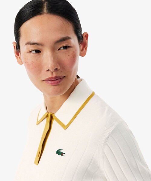 新品タグ付【ラコステ】クールマックス ゴルフ カラーニット ポロシャツ5（XL） LACOSTE（ラコステ） ポロシャツ ポロ ハイストレッチ バイカラーポロ