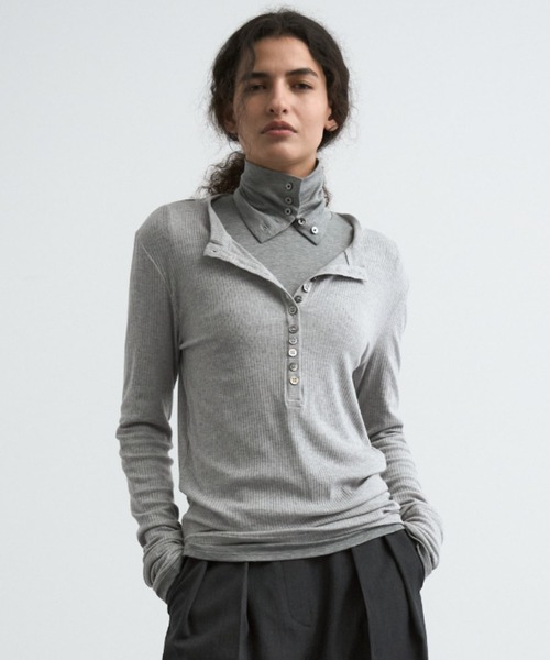 tシャツ TENCEL CASMIRE SILK HENLY TEE/テンセルカシミヤシルクヘンリーティー レディース