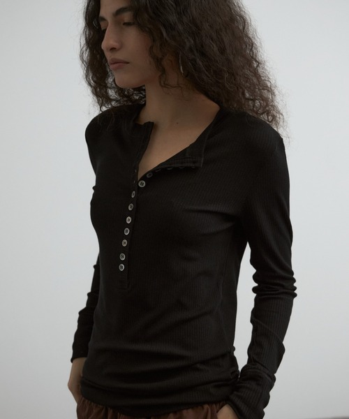 tシャツ TENCEL CASMIRE SILK HENLY TEE/テンセルカシミヤシルクヘンリーティー レディース TENCEL CASMIRE SILK HENLY TEE/テンセルカシミヤシルクヘンリー