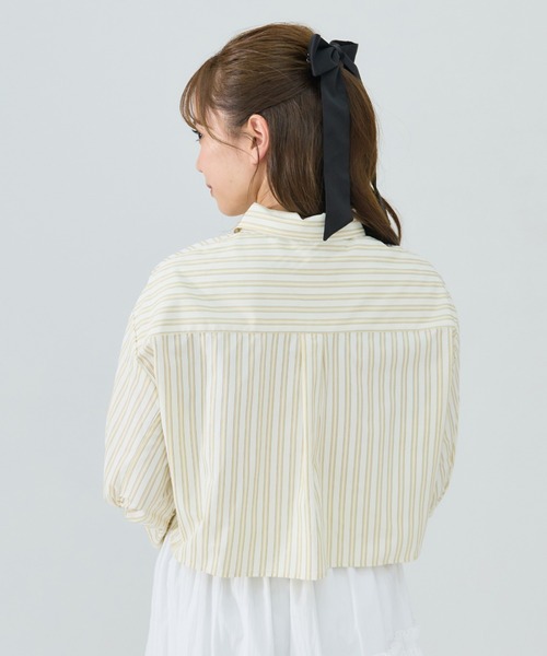 ブラウス シャツ ドロストストライプシャツ レディース Noela ブラウス シャツ オフショルストライプブラウス