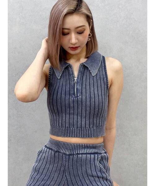 GYDA（ジェイダ） ニット セーター ハーフZIPノースリブリーチポロ