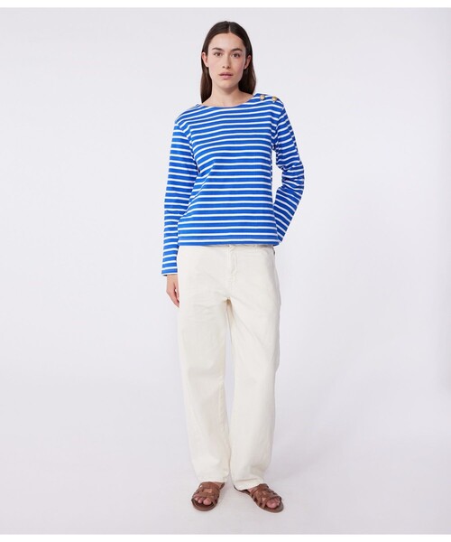 トレーナー スウェット 肩ボタンマリニエールプルオーバー レディース PETIT BATEAU トレーナー スウェット 肩ボタンマリニエールプル