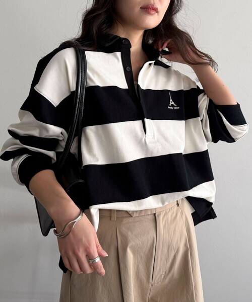 tシャツ ワンポイント刺繍ラガーシャツ レディース