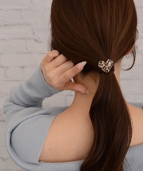 VIBGYOR Women ヘアゴム 「float」2個セット ヒョウ柄 モチーフ
