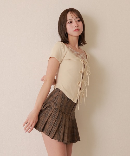 Ribbon pleats frill mini skirt チェック柄 Ribbon pleats frill mini skirt | ファッション通販サイト NUGU