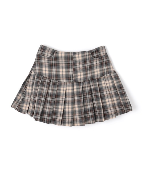 M DOLLY スカート check ribbon pleats mini skirt/チェックリボン