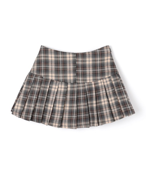 M DOLLY スカート check ribbon pleats mini skirt/チェックリボン