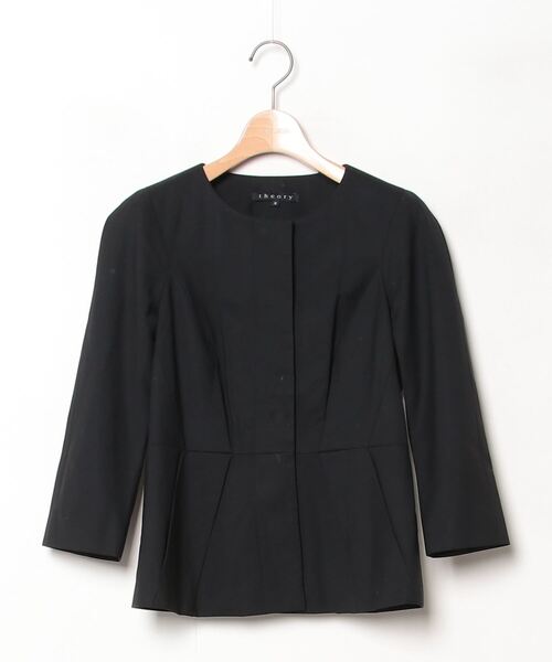 セオリー　ノーカラー黒ジャケット theory（セオリー） 」 ノーカラージャケット 2 ブラック レディース