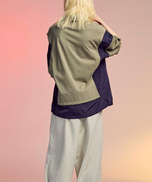 メゾンスペシャル　プライムオーバーレイヤリングクルーネックハーフジップポロシャツ UNISEX》Prime-Over Layering Crew Neck Half Zip Polo Shirt