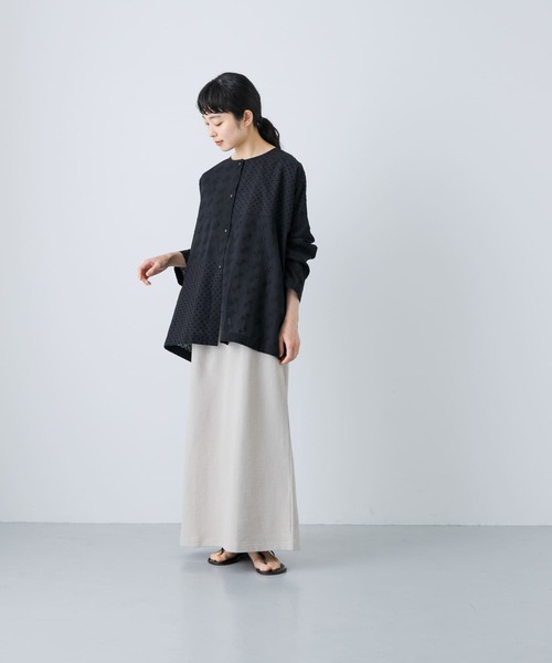 かぐれ ブラウス シャツ 「2WAY仕様」 ジャガードパッチワーク