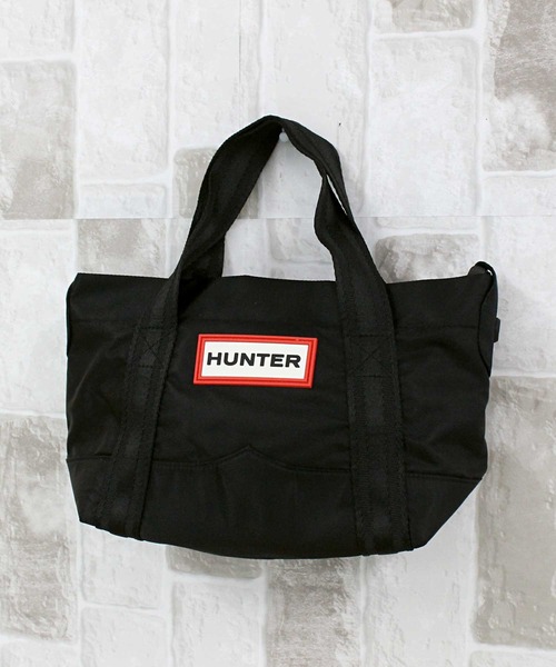 HUNTER 黒 ナイロン ミニトートバッグ HUNTER ショルダーバッグ バッグ ナイロンミニトップクリップ
