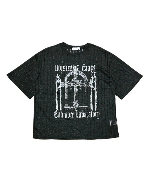 半袖Tシャツ メンズ メッシュ シースルー ドロップショルダー XU tシャツ 「XU」see-through short sleeve / 「エックスユー