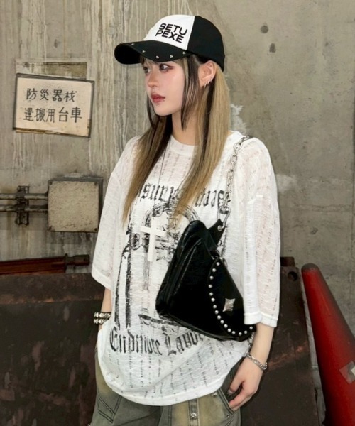 【as\"on】SEE-THROUGH T◆ Vネック Tシャツ as