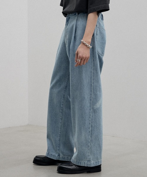 「WYM LIDNM」 加工デニムパンツ S ライトブルー メンズ
