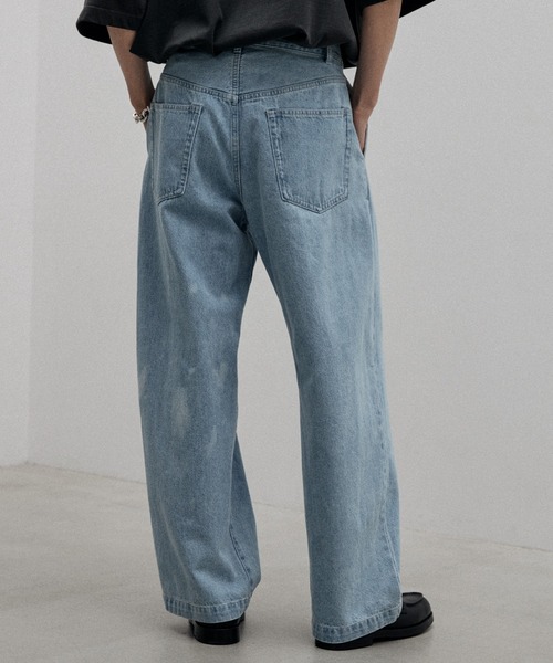 「WYM LIDNM」 加工デニムパンツ S ライトブルー メンズ