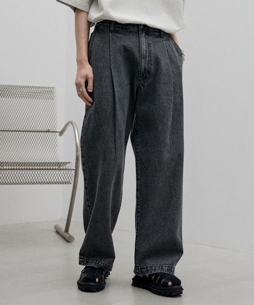 「WYM LIDNM」 加工デニムパンツ S ライトブルー メンズ