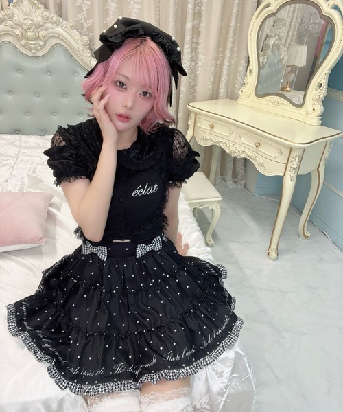 00s 希少 ozz angelo はしごリボンコットンティアードフリルスカパン はしごリボンフレアスカパン - Ank Rouge(アンクルージュ)のショート
