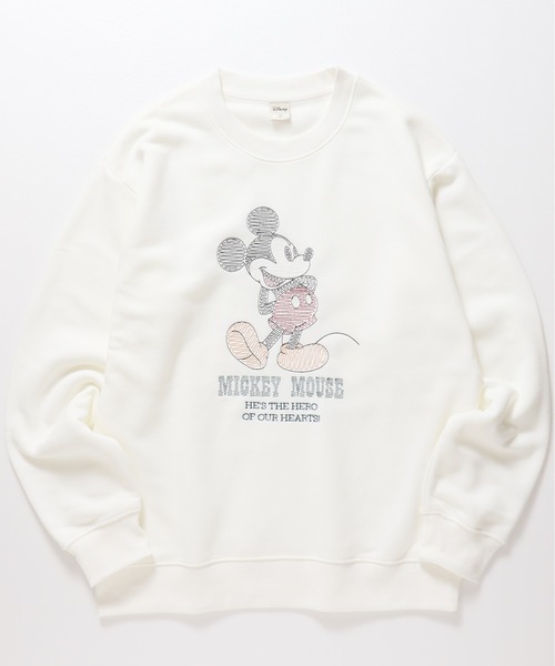 ディズニー スウェット 裏起毛 長袖 ミッキー ビッグサイズ 白 秋 冬 Disney（ディズニー） トレーナー スウェット 「DISNEY/ディズニー