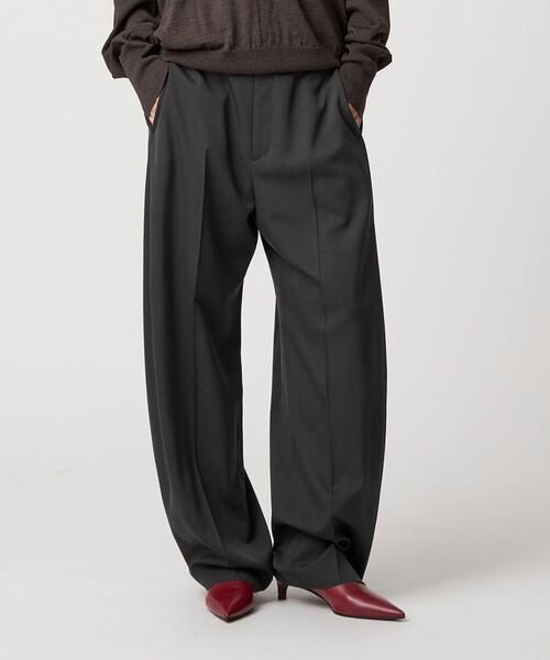 6 スラックス パンツ 「6(ROKU)」グレー カーブ パンツ レディース